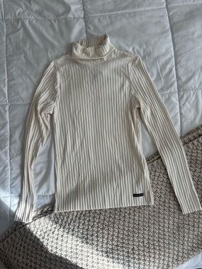 Calvin Klein Jeans Ribbed Turtleneck Sweater - Cream